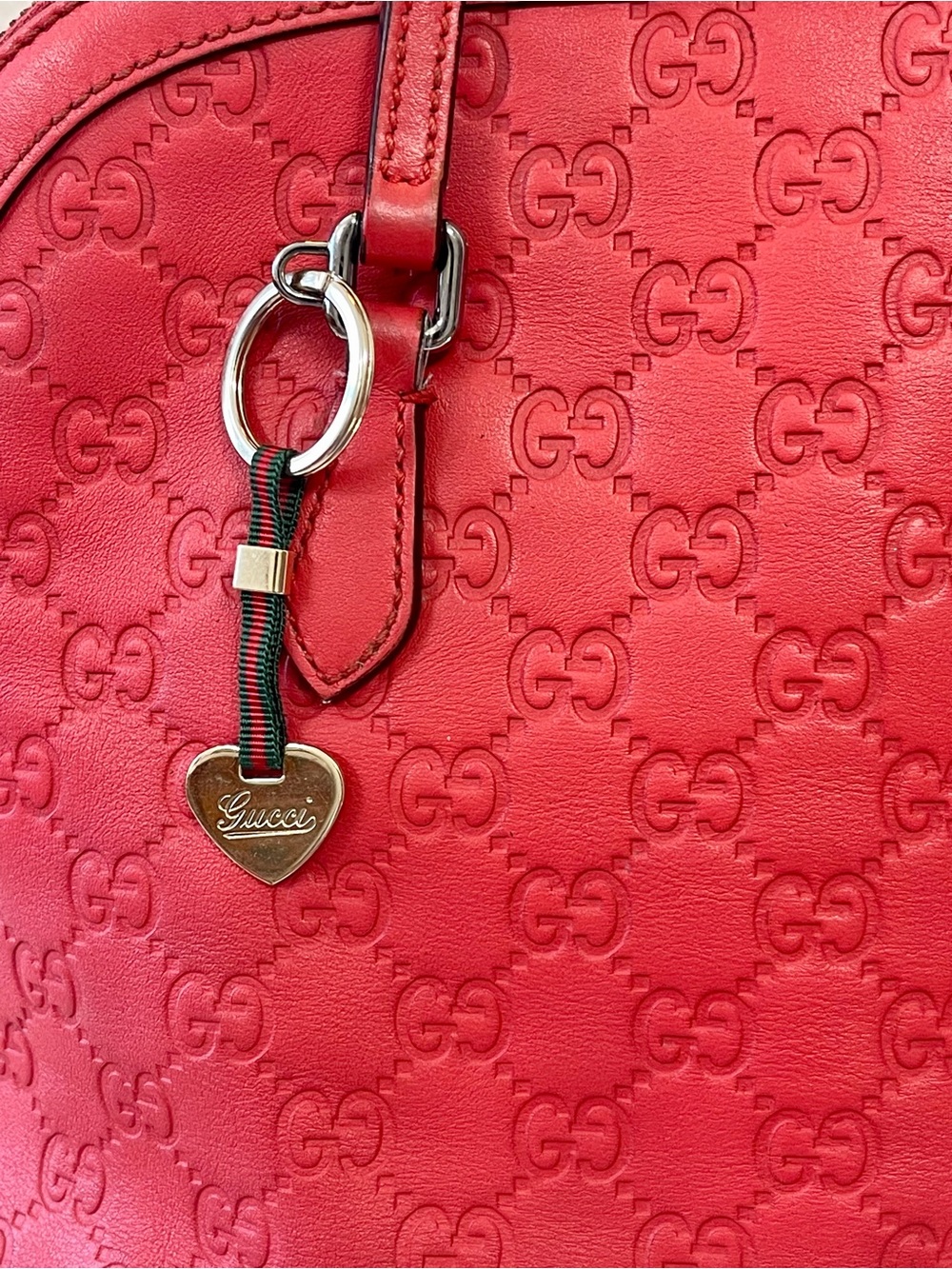 Vintage GUCCI Heart Sherry Line Strap Keychain Bag Charm - Picture 6 of 7